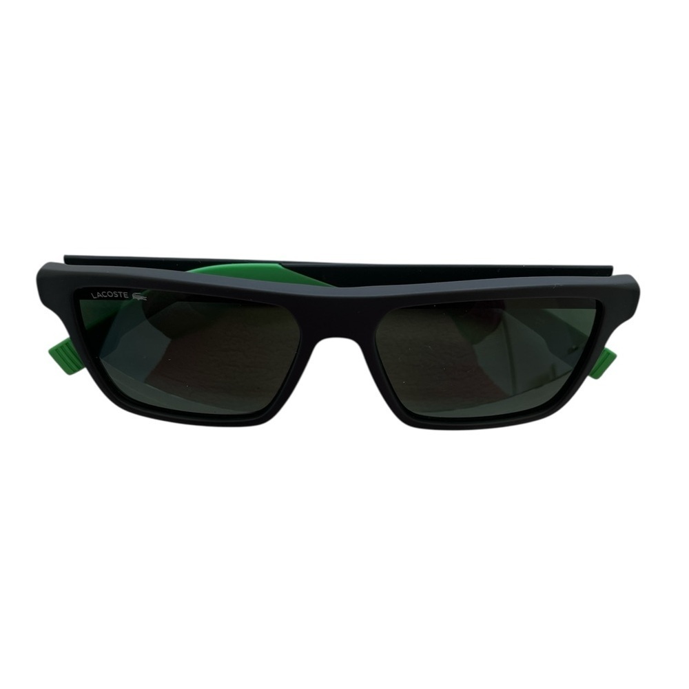 Lacoste Sunglasses in Matte Black Frame and Green Highlights - Picture 4 of 13